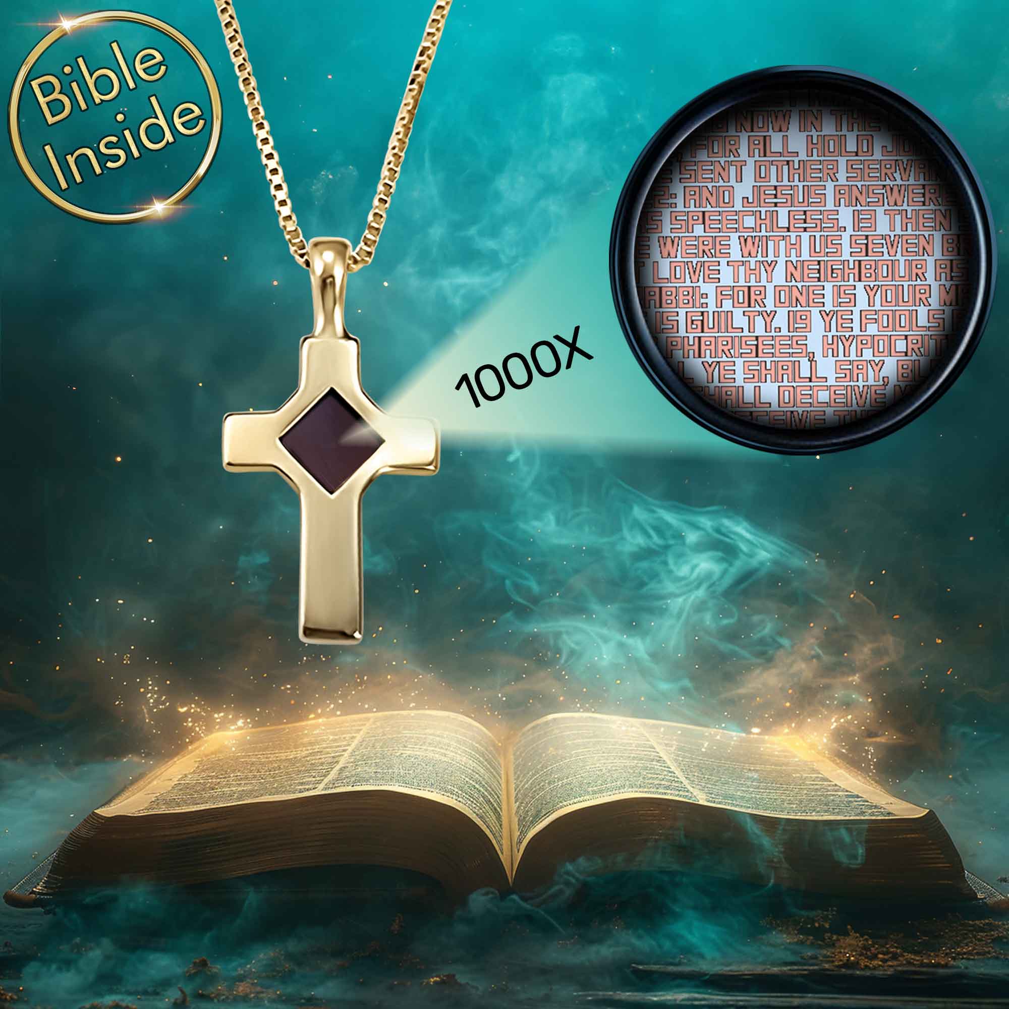 Holy Bible Necklace Infinity Design with Scripture Storage Technology Inside - My Nano Jewelry